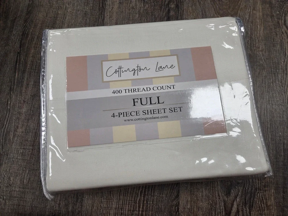 Cottington Lane Premium 100% Cotton 4-Piece Bed Sheet Set Ivory 10